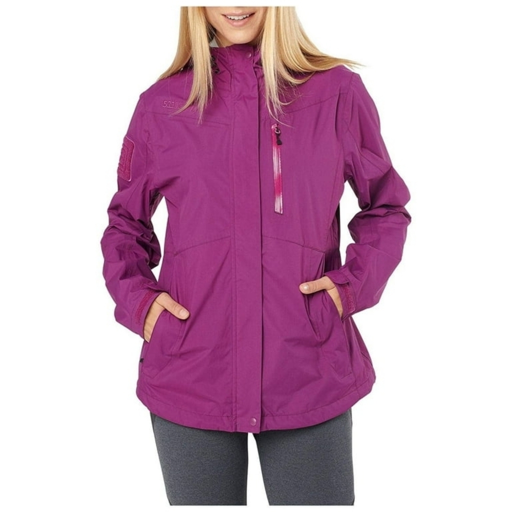 5.11 Tactical Women's Polyester Aurora Waterproof Shell Jacket, Nylon Plain Weav